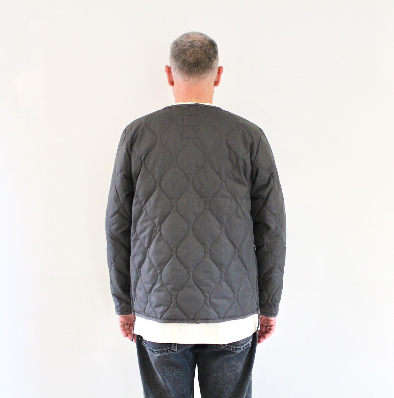 Taion Military Zip V Neck Charcoal