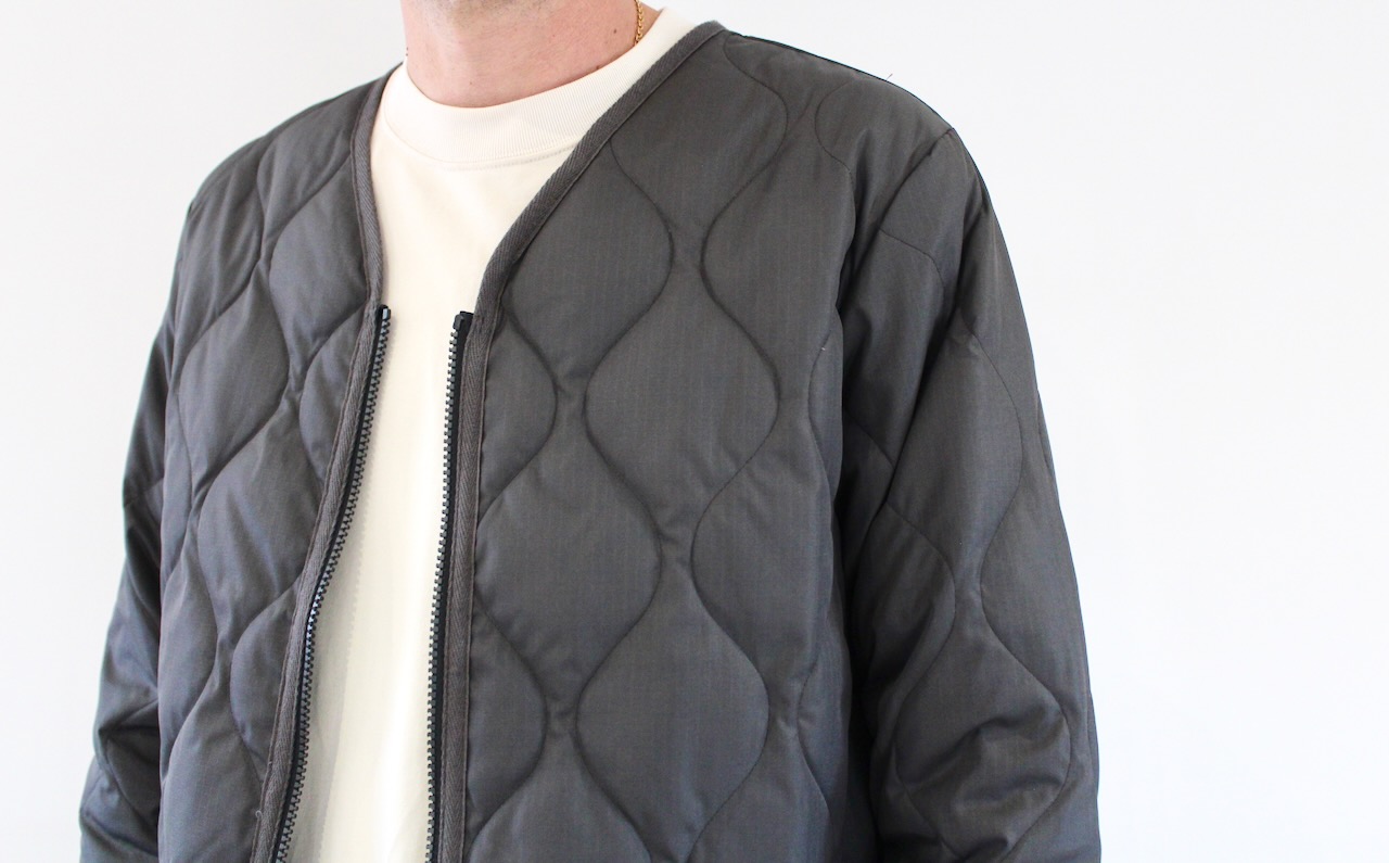 Taion Military Zip V Neck Charcoal