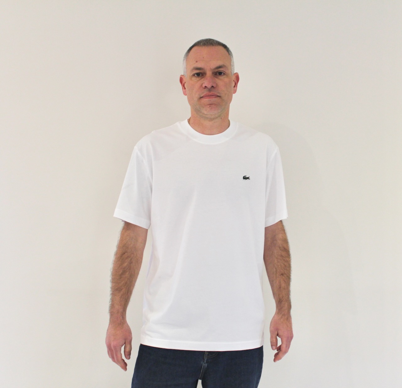 Lacoste Tee Shirt Col Rond Blanc