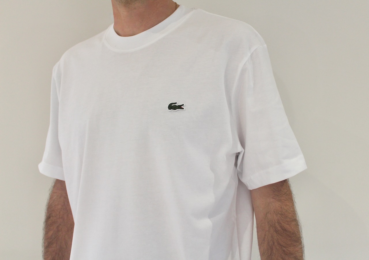 Lacoste Tee Shirt Col Rond Blanc