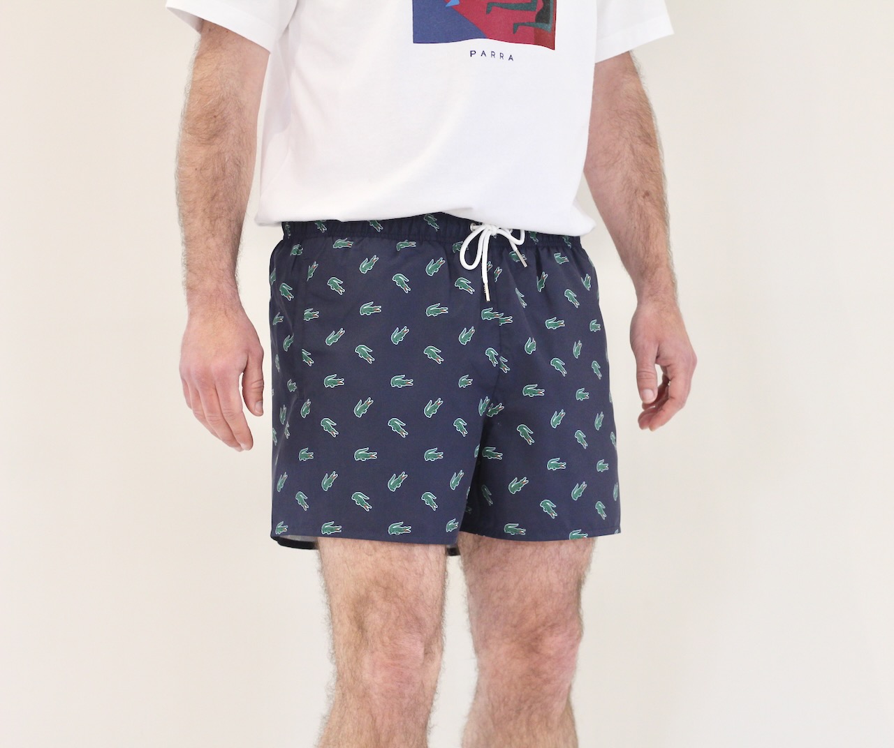 Lacoste Short de bain Crocodile All Over Bleu Marine