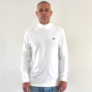 Lacoste T-shirt Col Roule Manches Longues Blanc