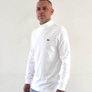 Lacoste T-shirt Col Roule Manches Longues Blanc