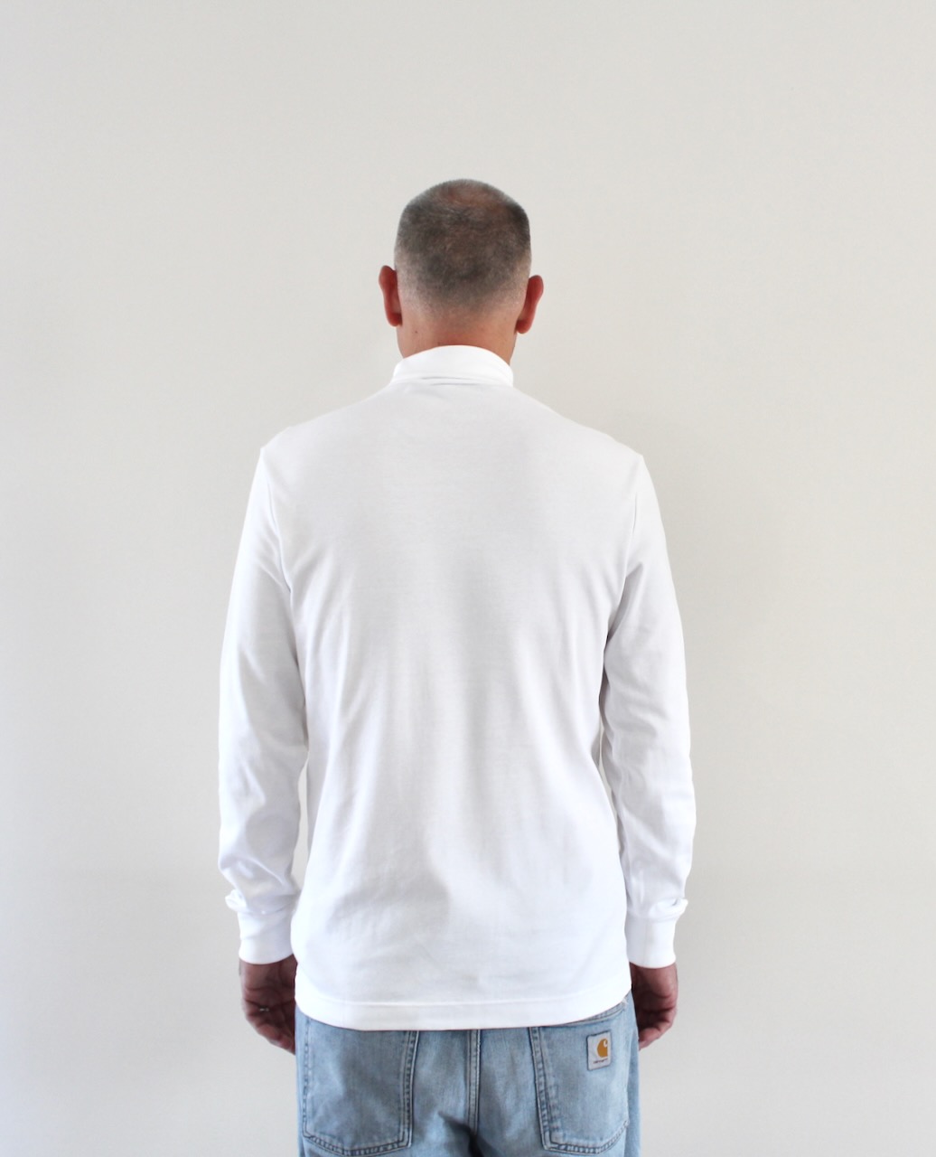 Lacoste T-shirt Col Roule Manches Longues Blanc