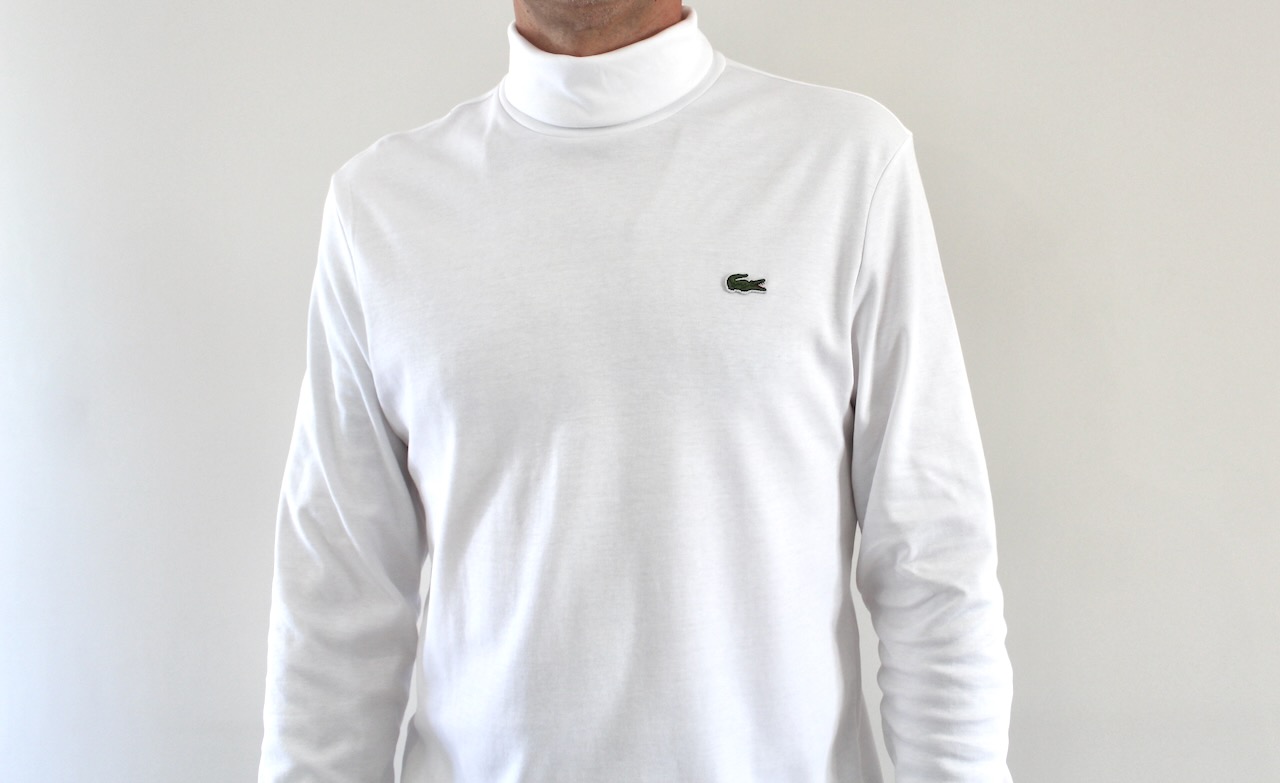 Lacoste T-shirt Col Roule Manches Longues Blanc