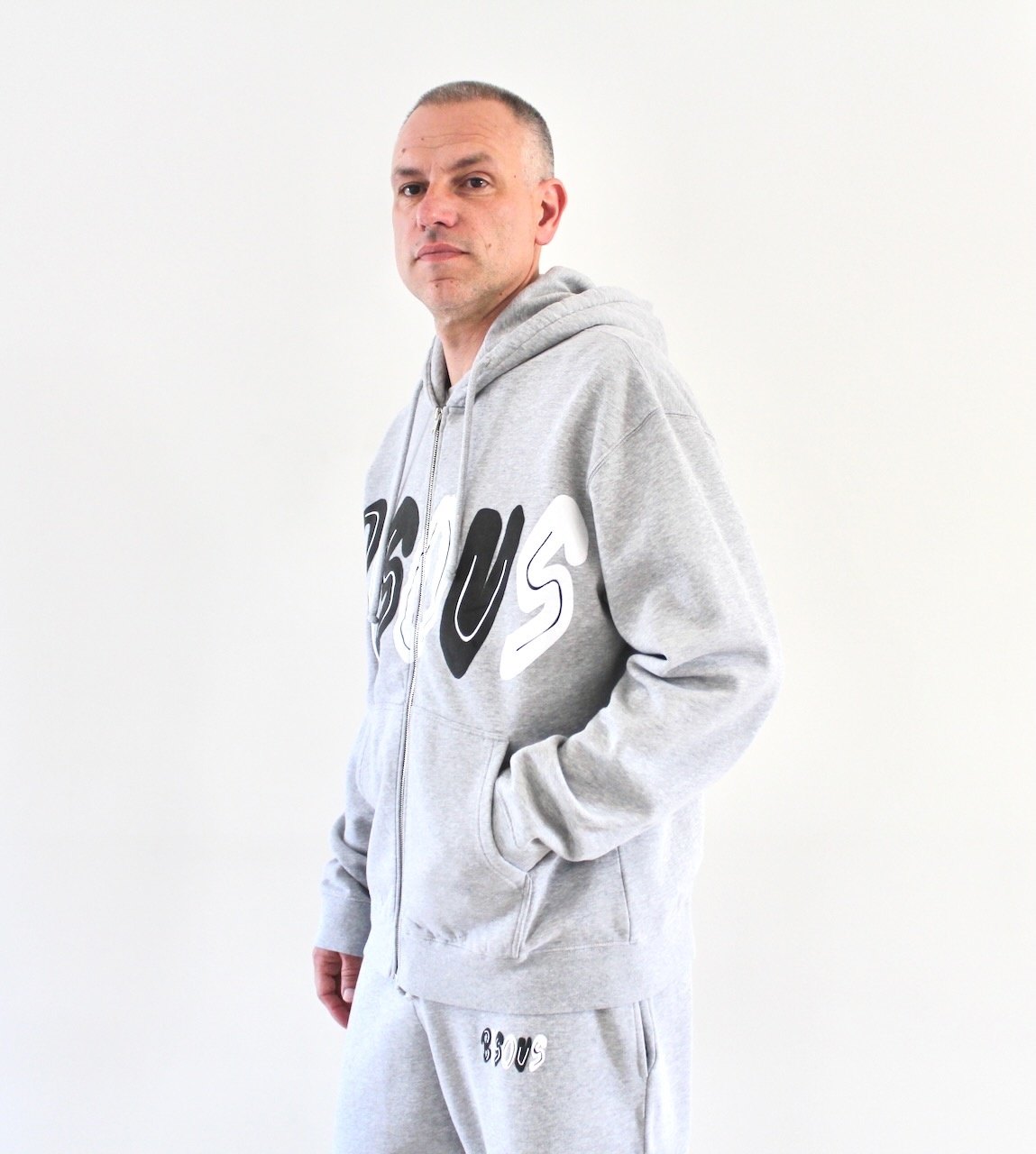 Bisous Hoodie Zipper Past Sport Grey