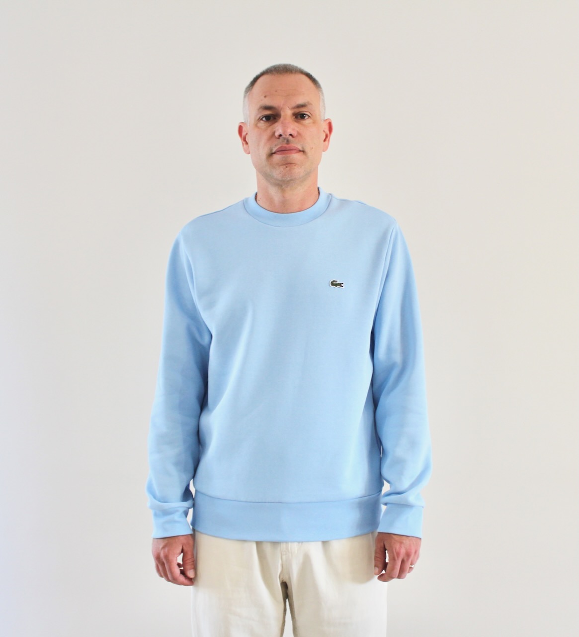 Lacoste sweat col rond bleu ciel