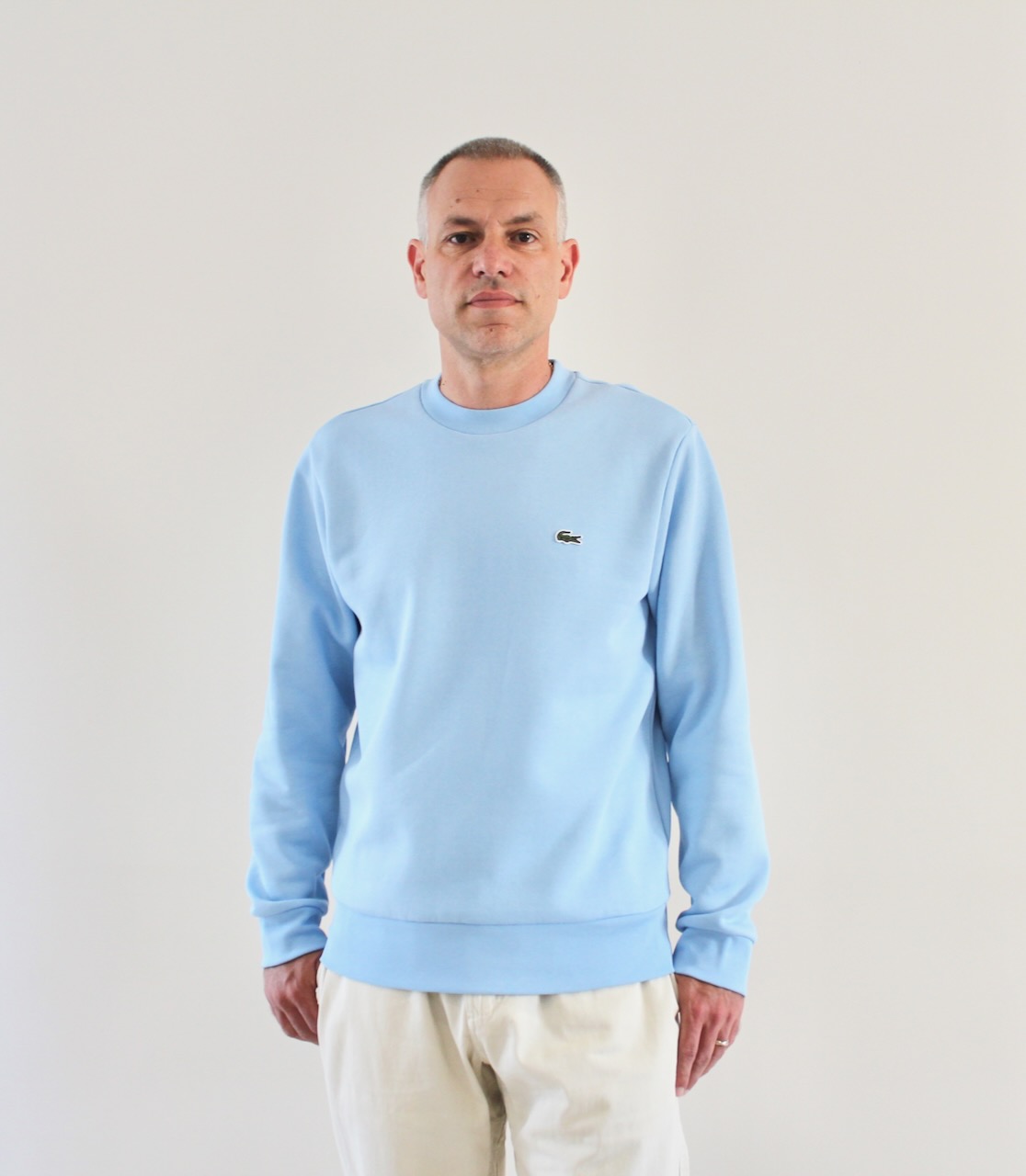 Lacoste sweat col rond bleu ciel