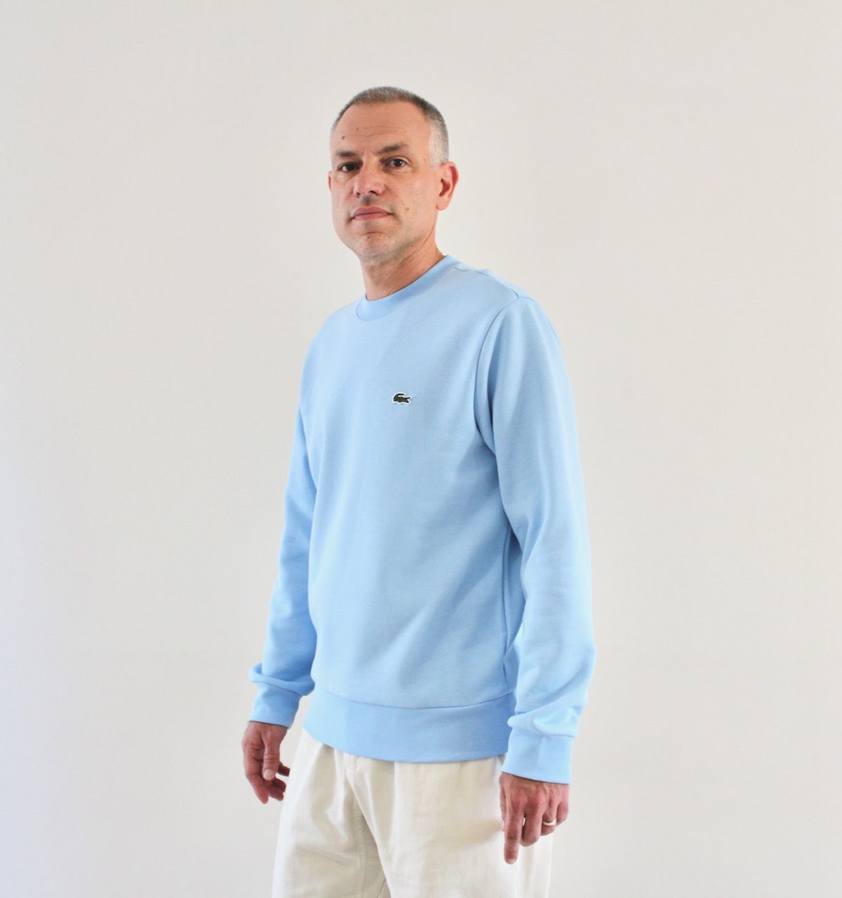 Lacoste sweat col rond bleu ciel