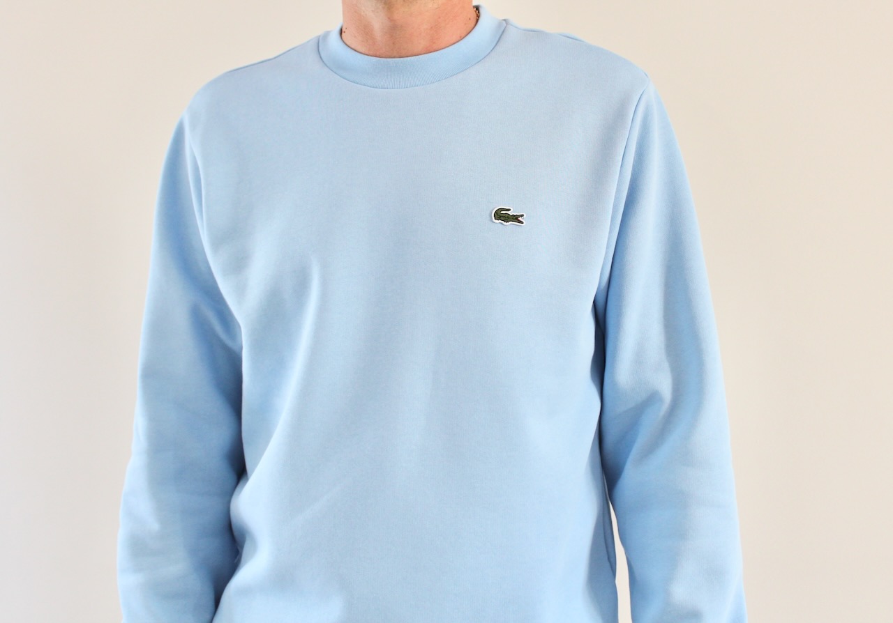 Lacoste sweat col rond bleu ciel