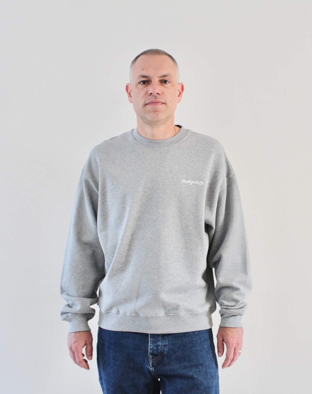 Polar Dave Crewneck Surf Logo Heather Grey