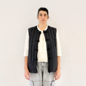 Taïon Reversible China Button Inner Down Vest Black