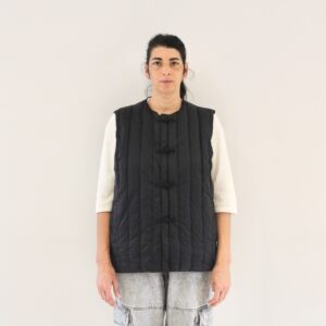 Taïon Reversible China Button Inner Down Vest Black