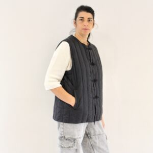 Taïon Reversible China Button Inner Down Vest Black