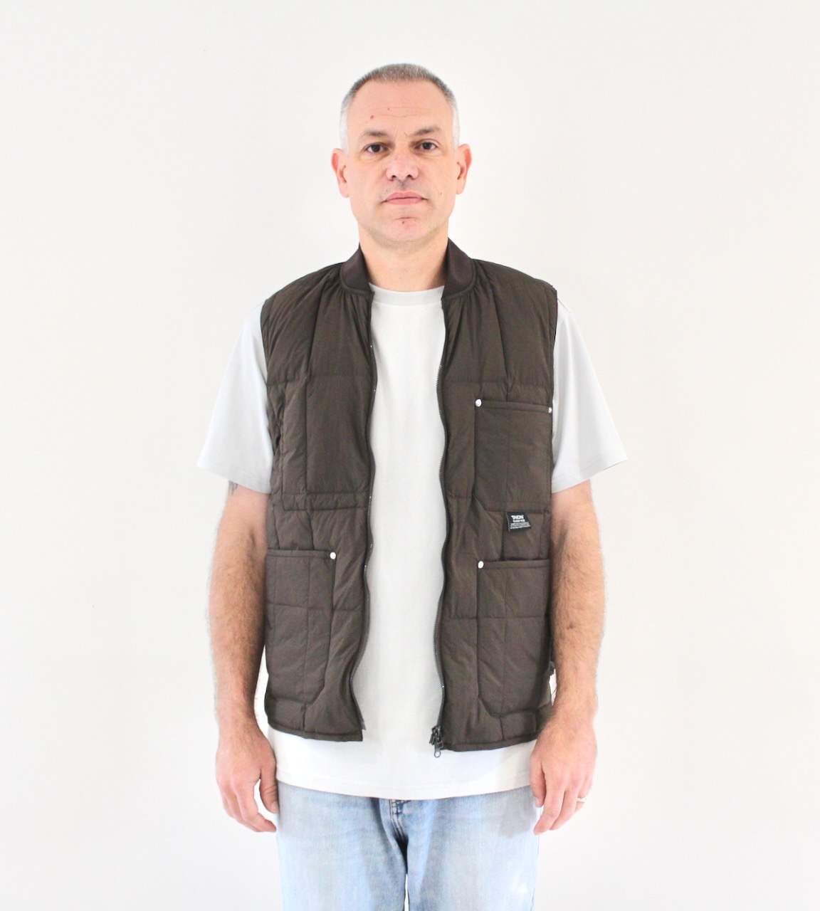 Taïon Work W-Zip Lib Down Vest D.Brown