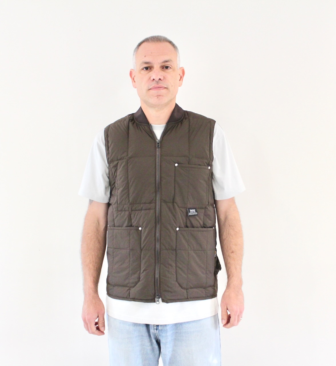 Taïon Work W-Zip Lib Down Vest D.Brown