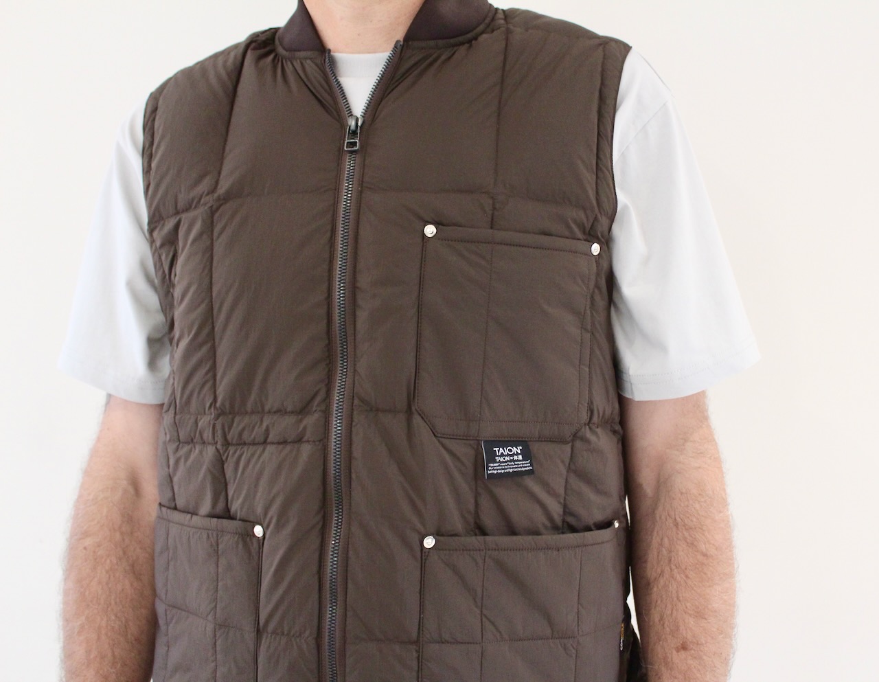 Taïon Work W-Zip Lib Down Vest D.Brown