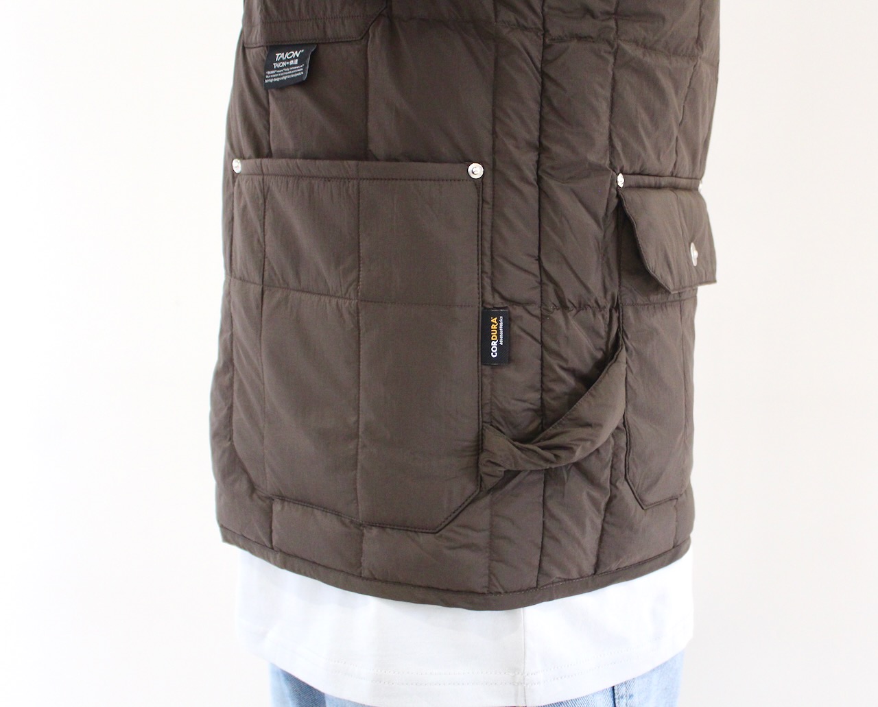 Taïon Work W-Zip Lib Down Vest D.Brown