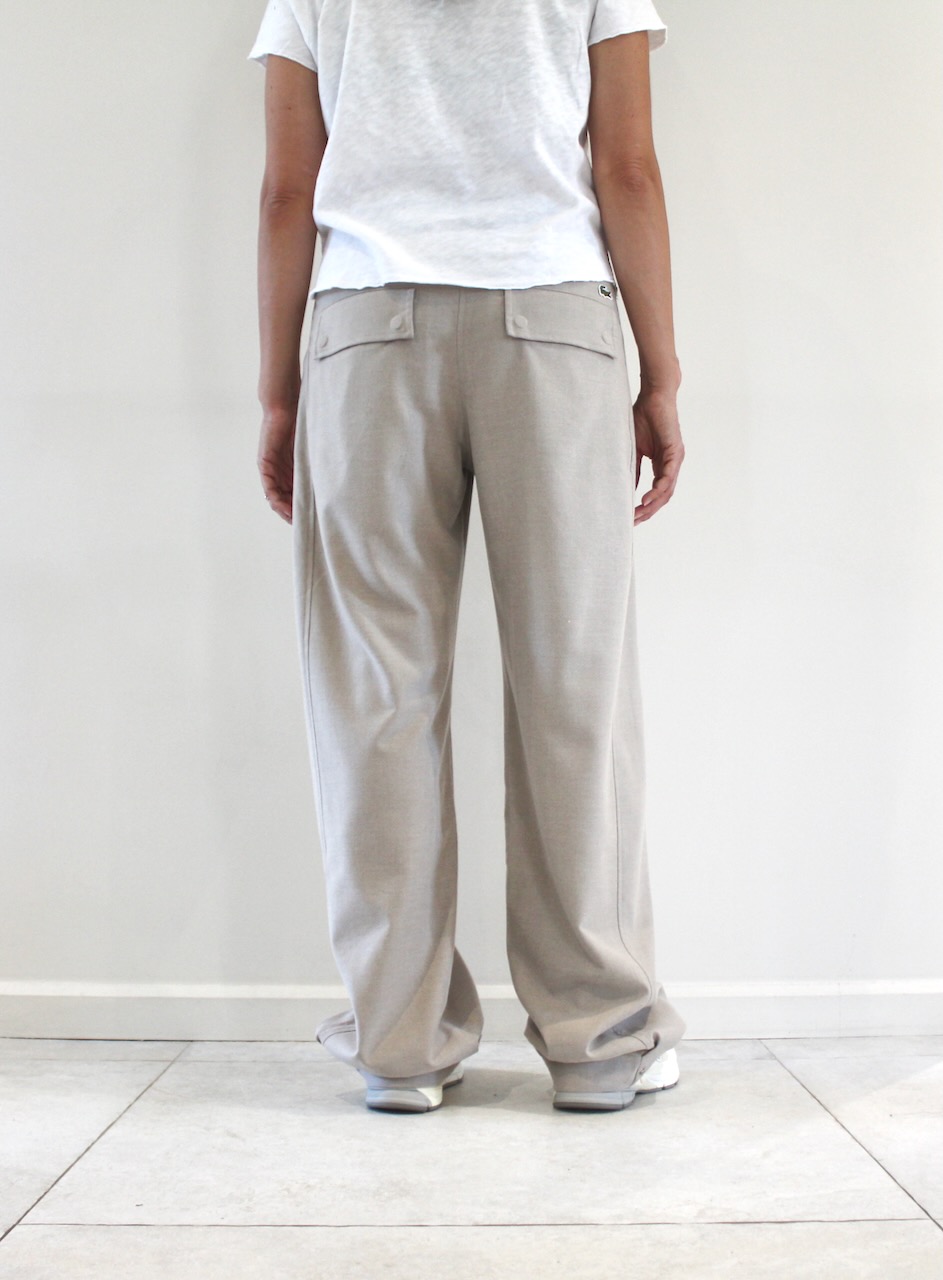 Lacoste Pantalon Large Flanelle Fluide Beige