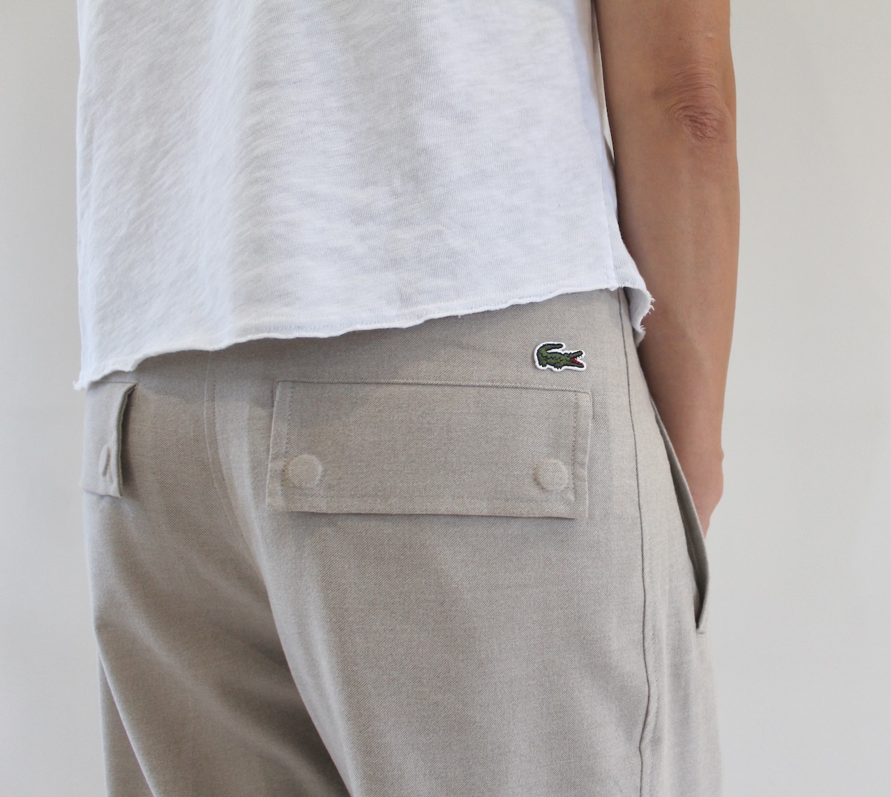 Lacoste Pantalon Large Flanelle Fluide Beige