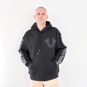 True Religion Relaxed Stud Pullover Hood Jet Black