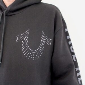 True Religion Relaxed Stud Pullover Hood Jet Black