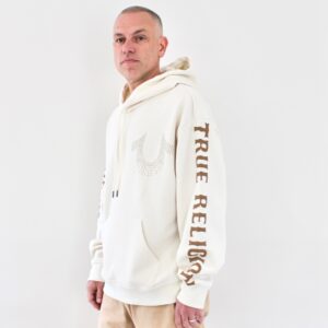 True Religion Relaxed Stud Pullover Hood Winter White