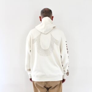 True Religion Relaxed Stud Pullover Hood Winter White