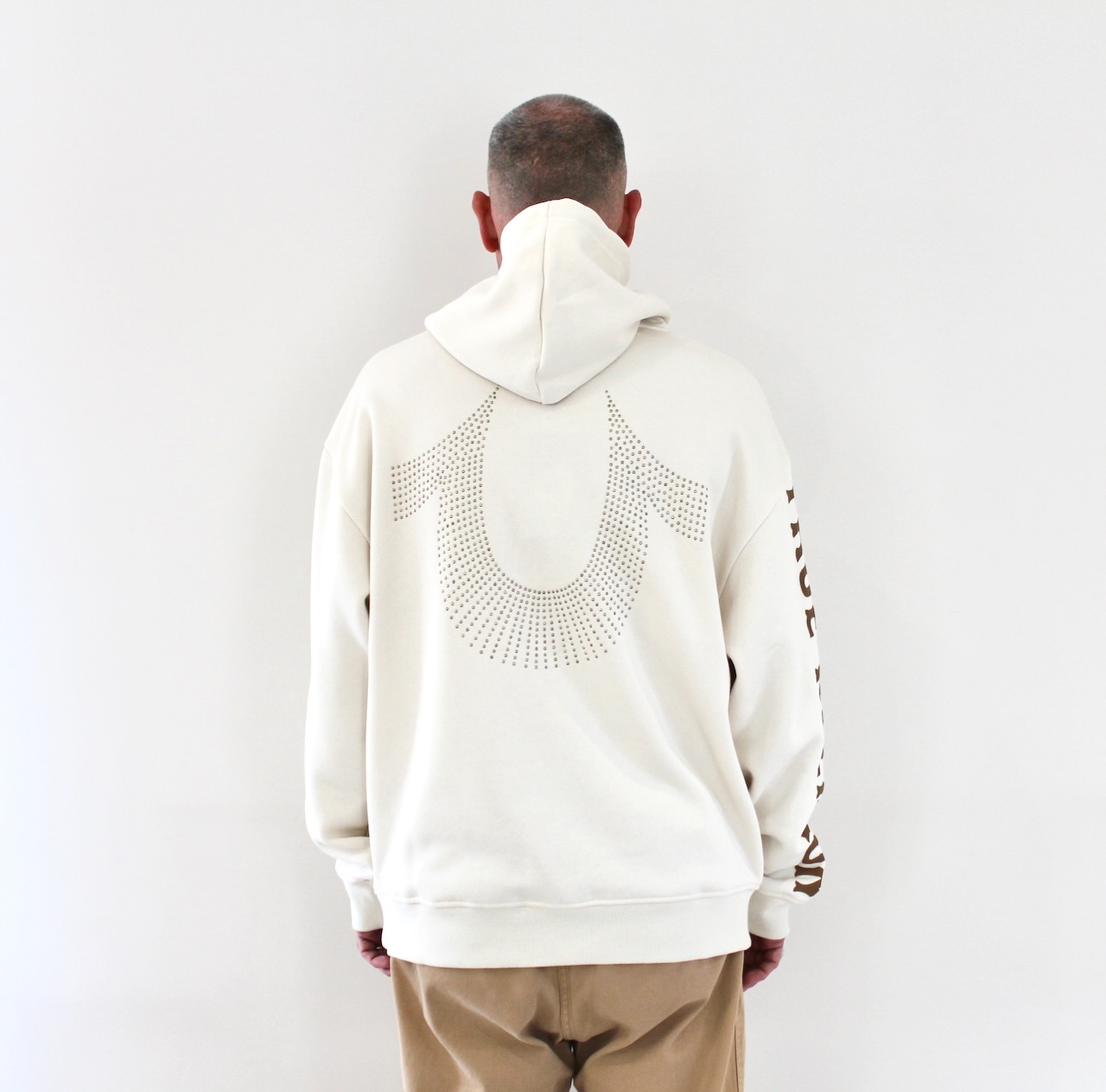 True Religion Relaxed Stud Pullover Hood Winter White