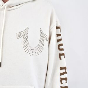 True Religion Relaxed Stud Pullover Hood Winter White