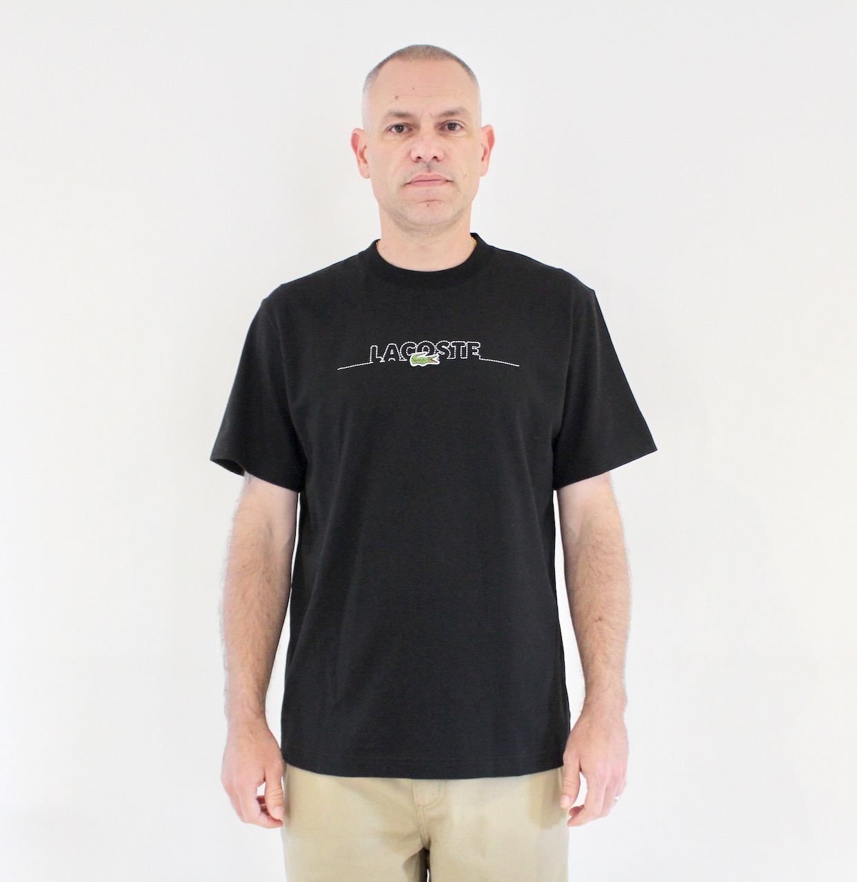 Lacoste Tee shirt brodé made in France Noir