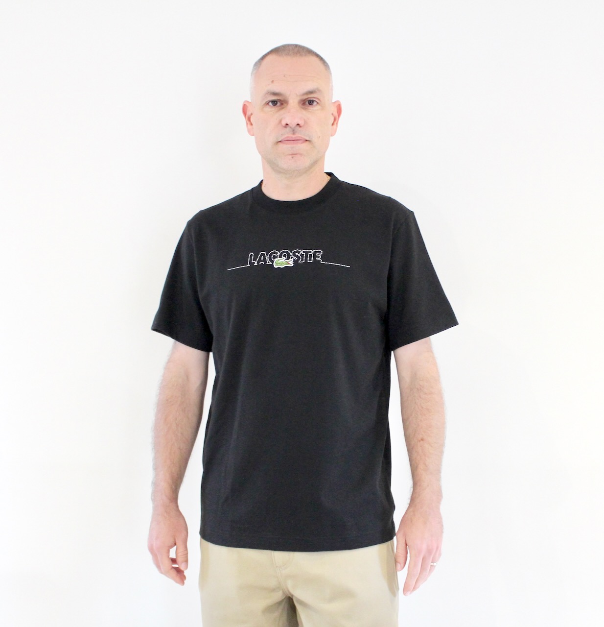 Lacoste Tee shirt brodé made in France Noir