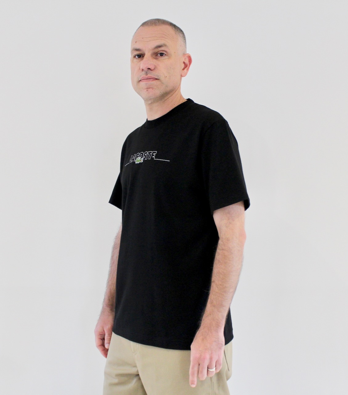 Lacoste Tee shirt brodé made in France Noir