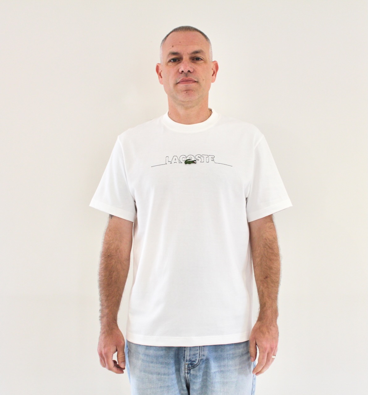 Lacoste Tee shirt brodé made in France Blanc