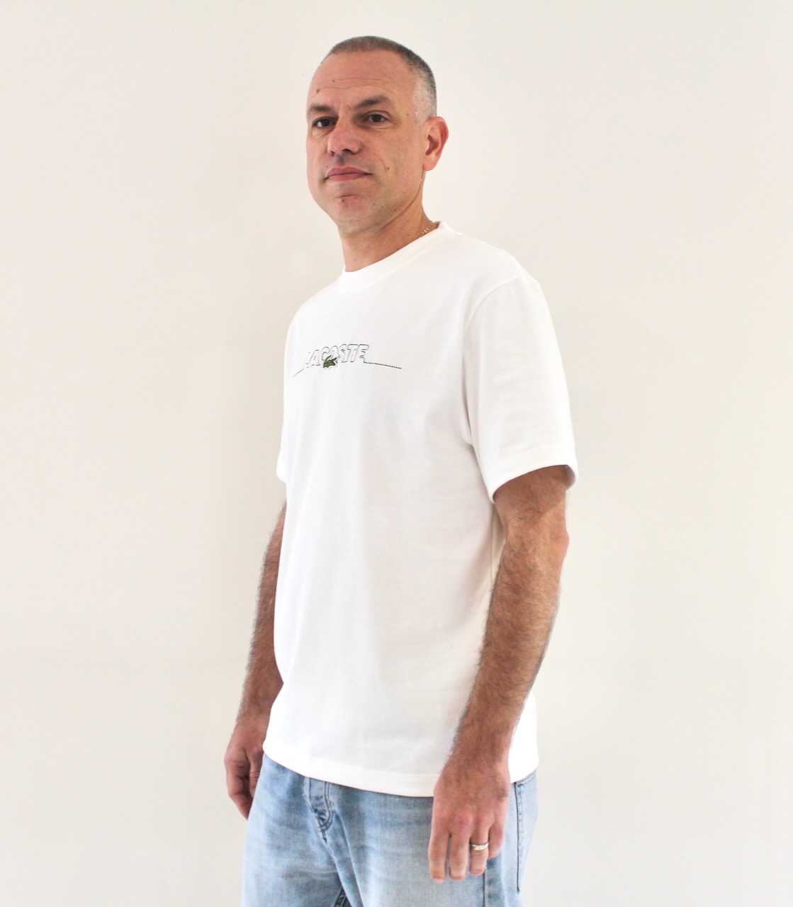 Lacoste Tee shirt brodé made in France Blanc