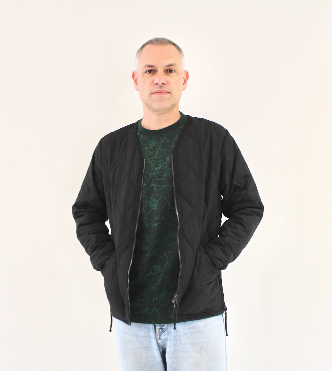 Taion Military Zip V Neck Noir