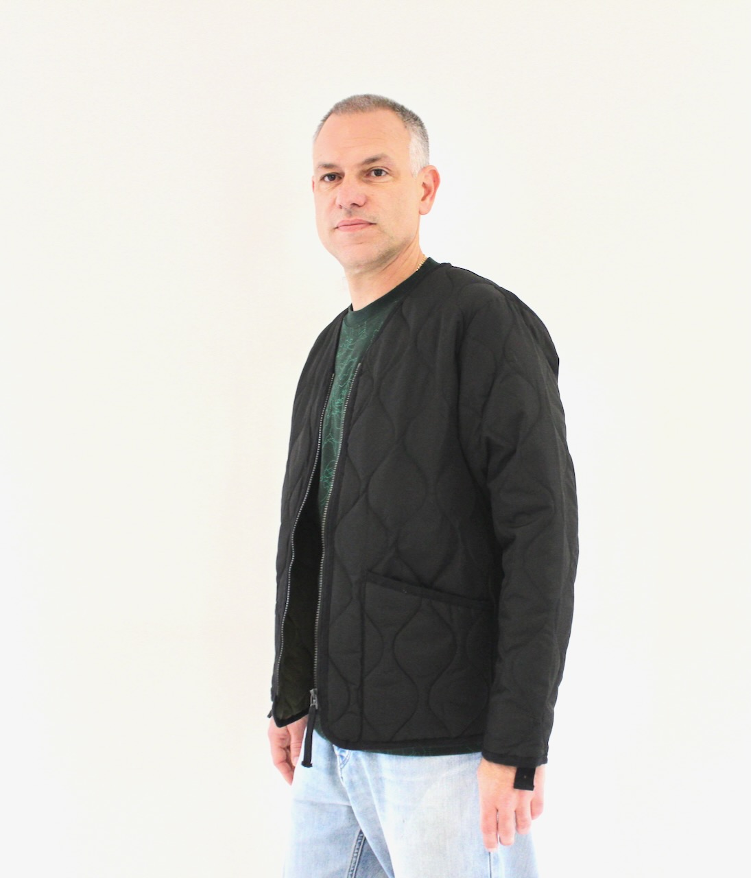 Taion Military Zip V Neck Noir