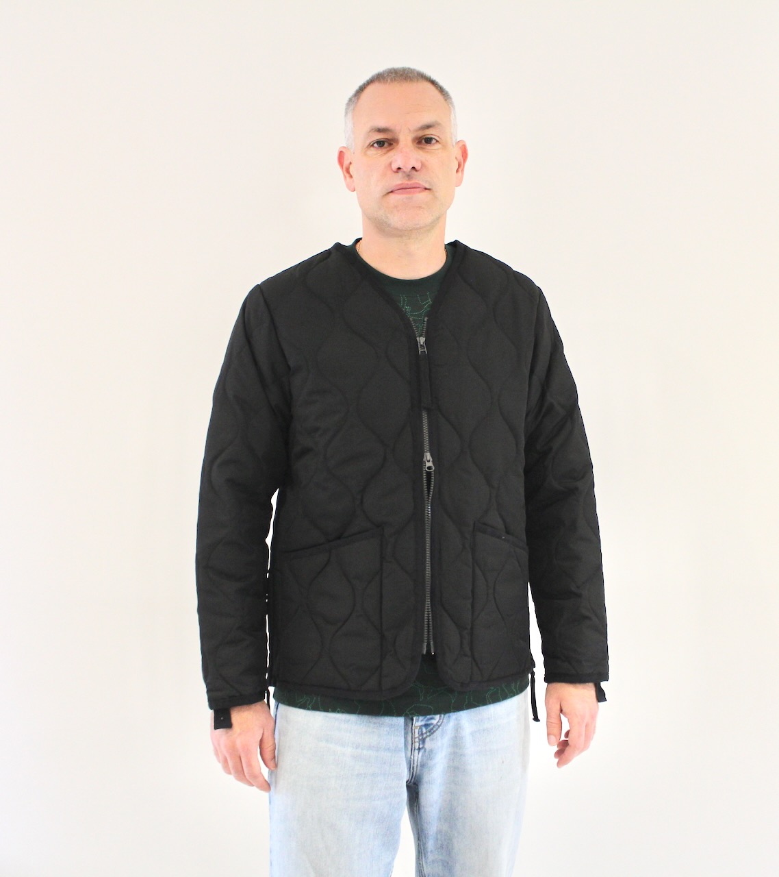 Taion Military Zip V Neck Noir