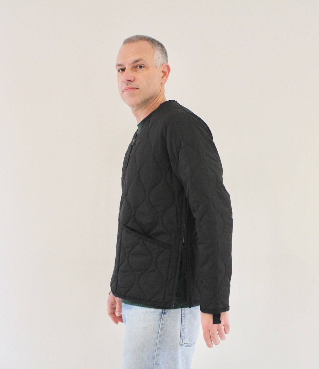 Taion Military Zip V Neck Noir