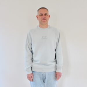 CP Company Diagonal Raised Fleece Sweat Crew Neck Blue Fox