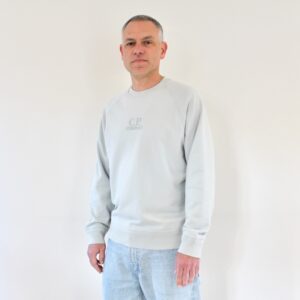 CP Company Diagonal Raised Fleece Sweat Crew Neck Blue Fox
