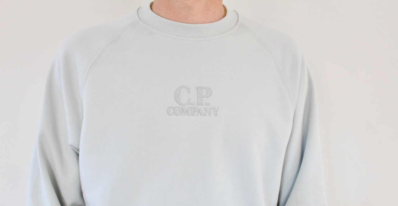 CP Company Diagonal Raised Fleece Sweat Crew Neck Blue Fox
