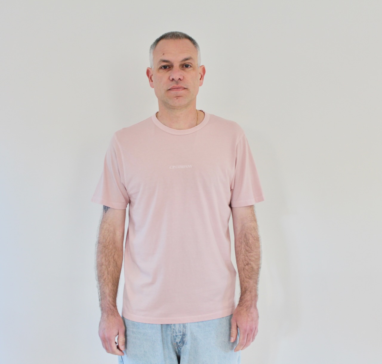 CP Company Tee shirt script jersey 24/1 resist dyed misty rose