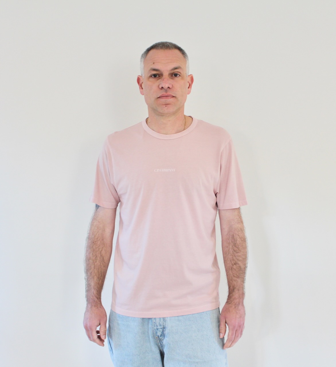 CP Company Tee shirt script jersey 24/1 resist dyed misty rose