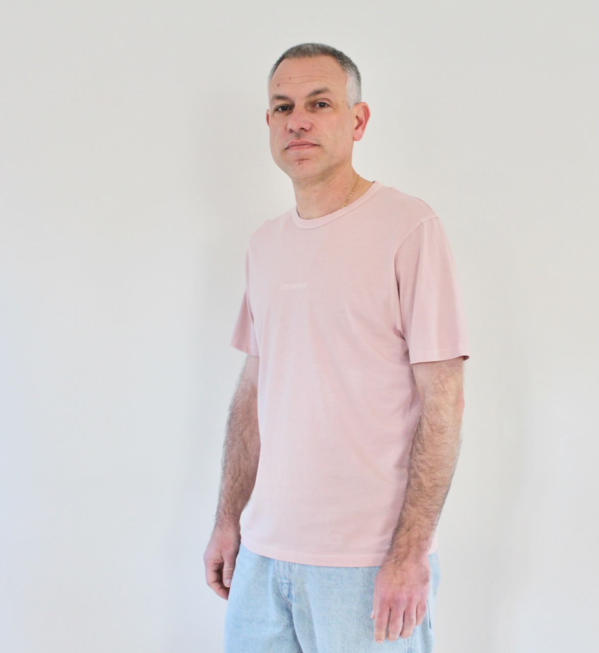 CP Company Tee shirt script jersey 24/1 resist dyed misty rose