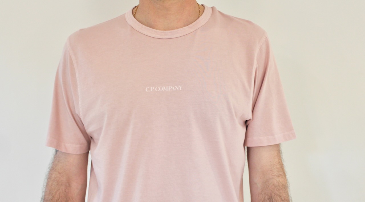 CP Company Tee shirt script jersey 24/1 resist dyed misty rose