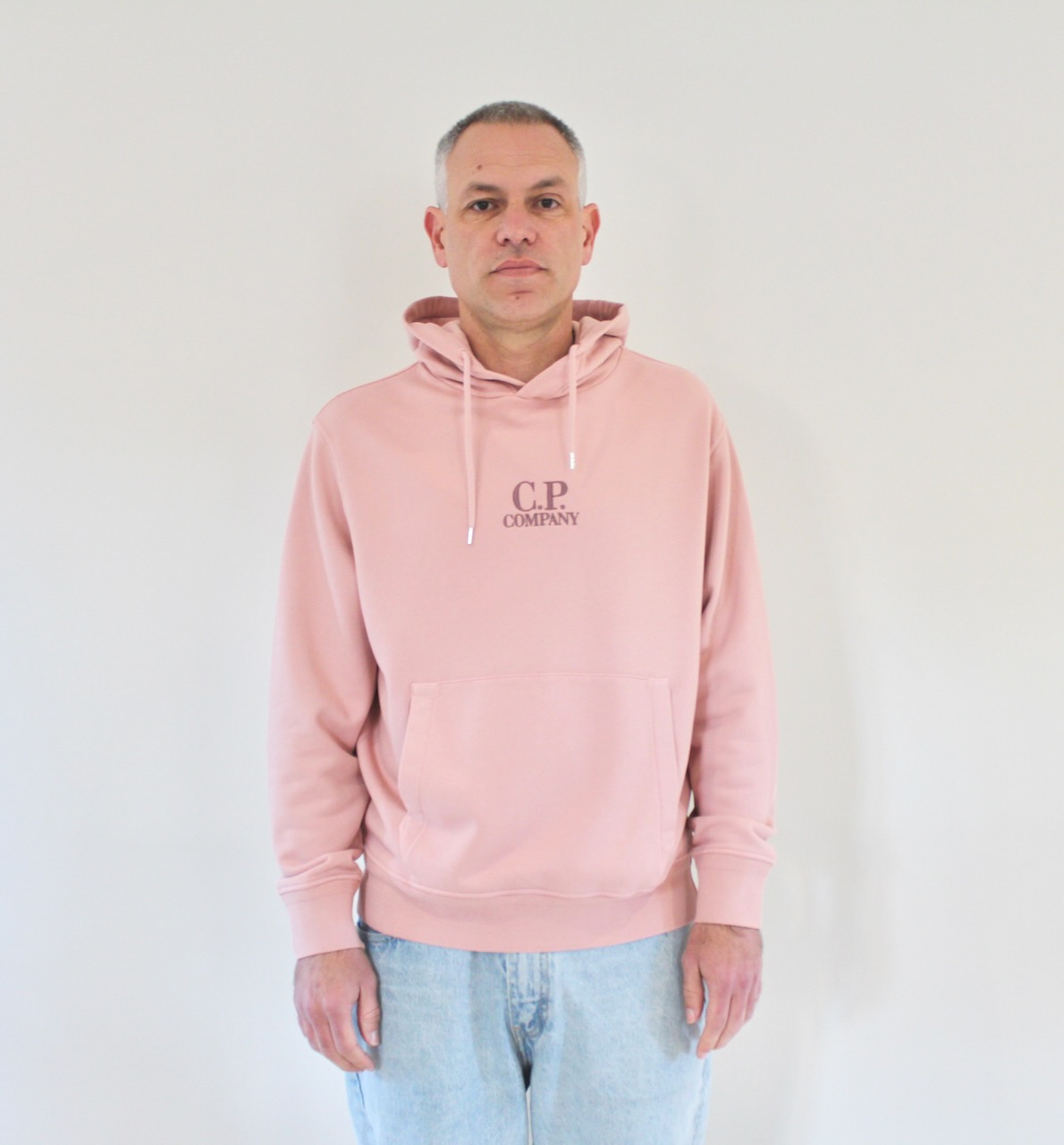 Cp Company Sweat hooded diagonal fleece misty rose