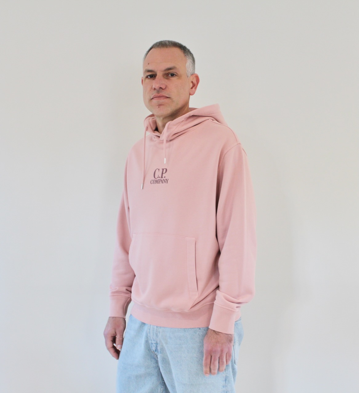 Cp Company Sweat hooded diagonal fleece misty rose