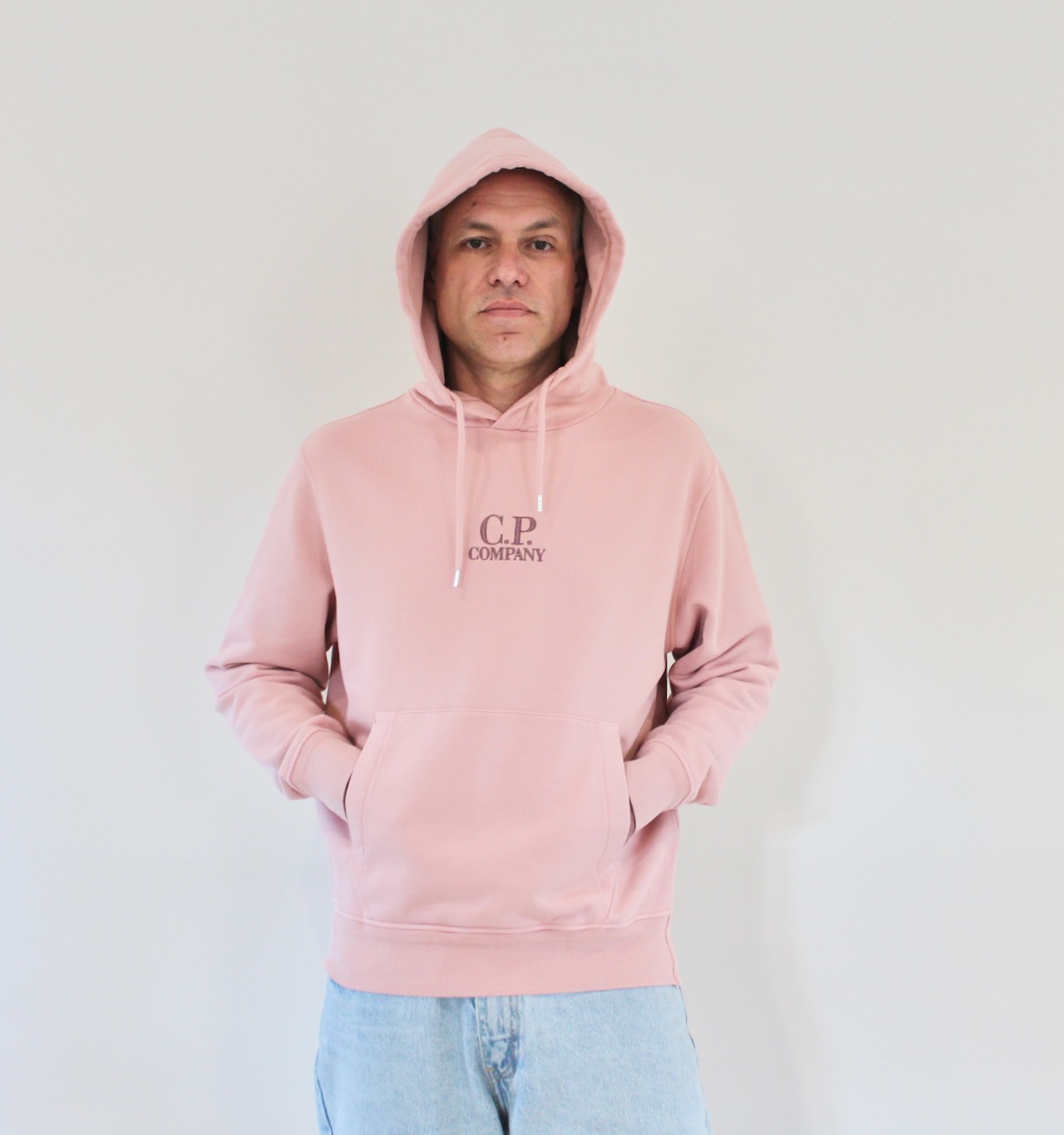 Cp Company Sweat hooded diagonal fleece misty rose