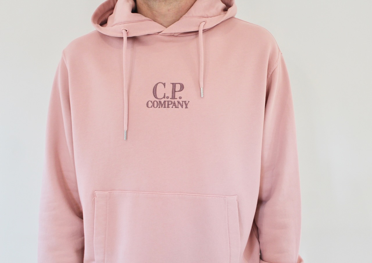 Cp Company Sweat hooded diagonal fleece misty rose